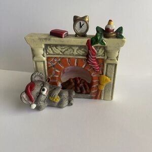 Vintage Night Before Christmas Tealight Candle Holder Fireplace Collectible